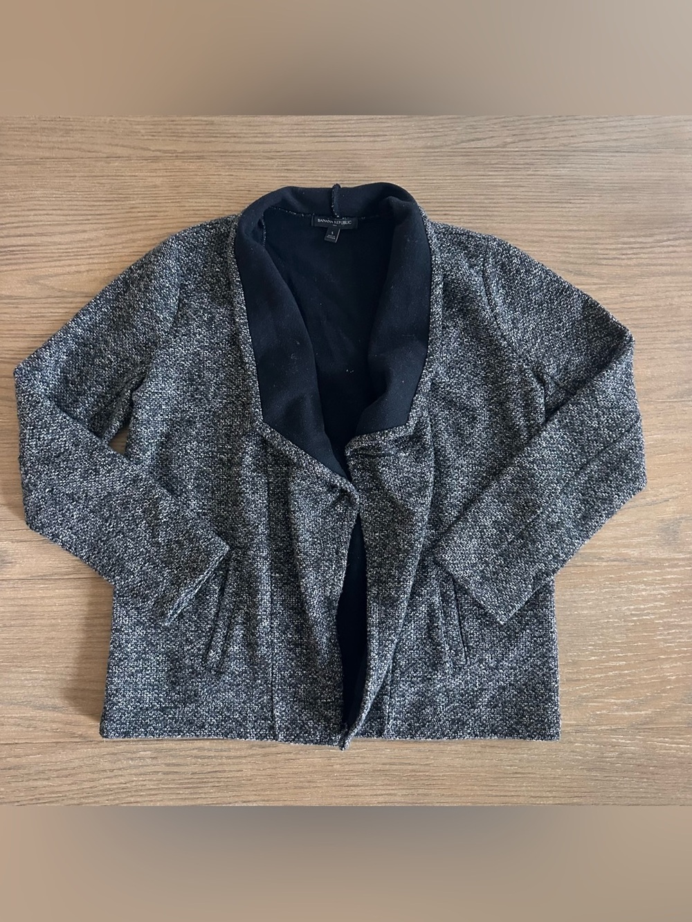 Banana Republic Sweater Blazer Cardigan Black White Knit Size Small
